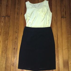 LOFT Black Pencil Skirt w/ POCKETS and back detail